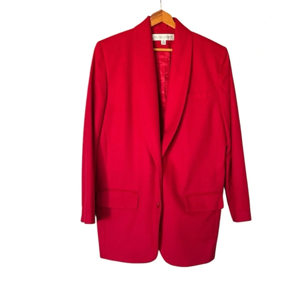 Vintage VALERIE STEVENS Wool & Cashmere Blend Long Boxy Blazer, Size 12 - Picture 2 of 10